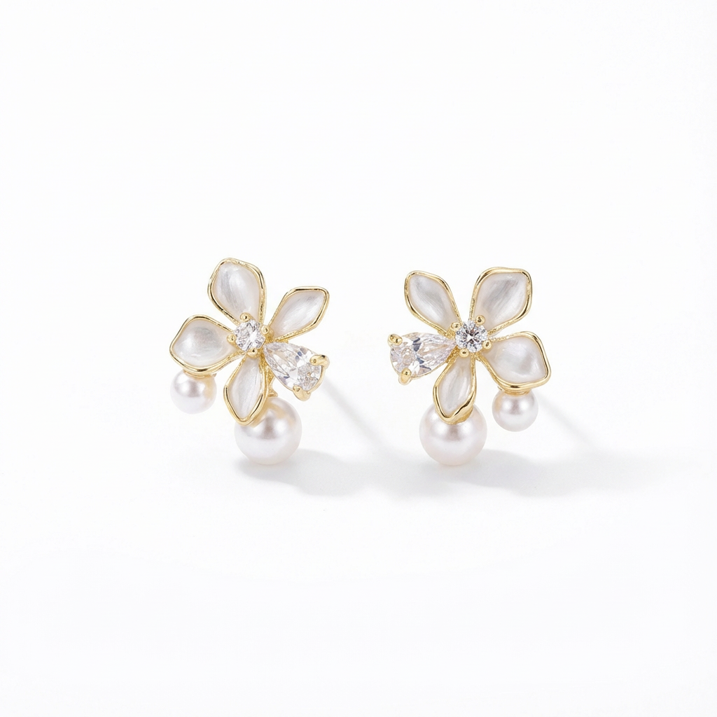 925 sterling silver Bloomlight Earrings with floral-inspired petals, delicate shimmer, limited edition