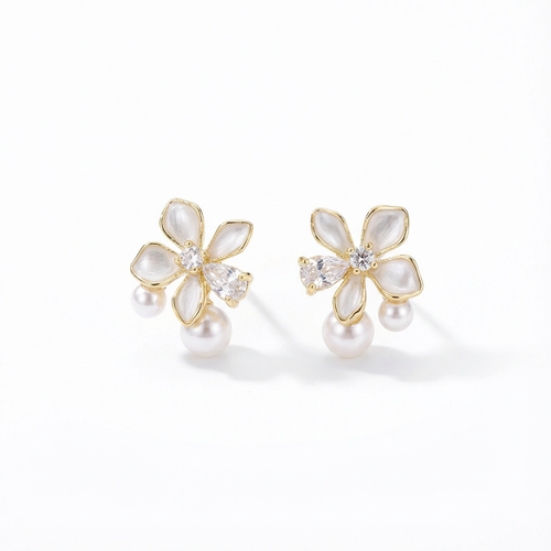 925 sterling silver Bloomlight Earrings with floral-inspired petals, delicate shimmer, limited edition