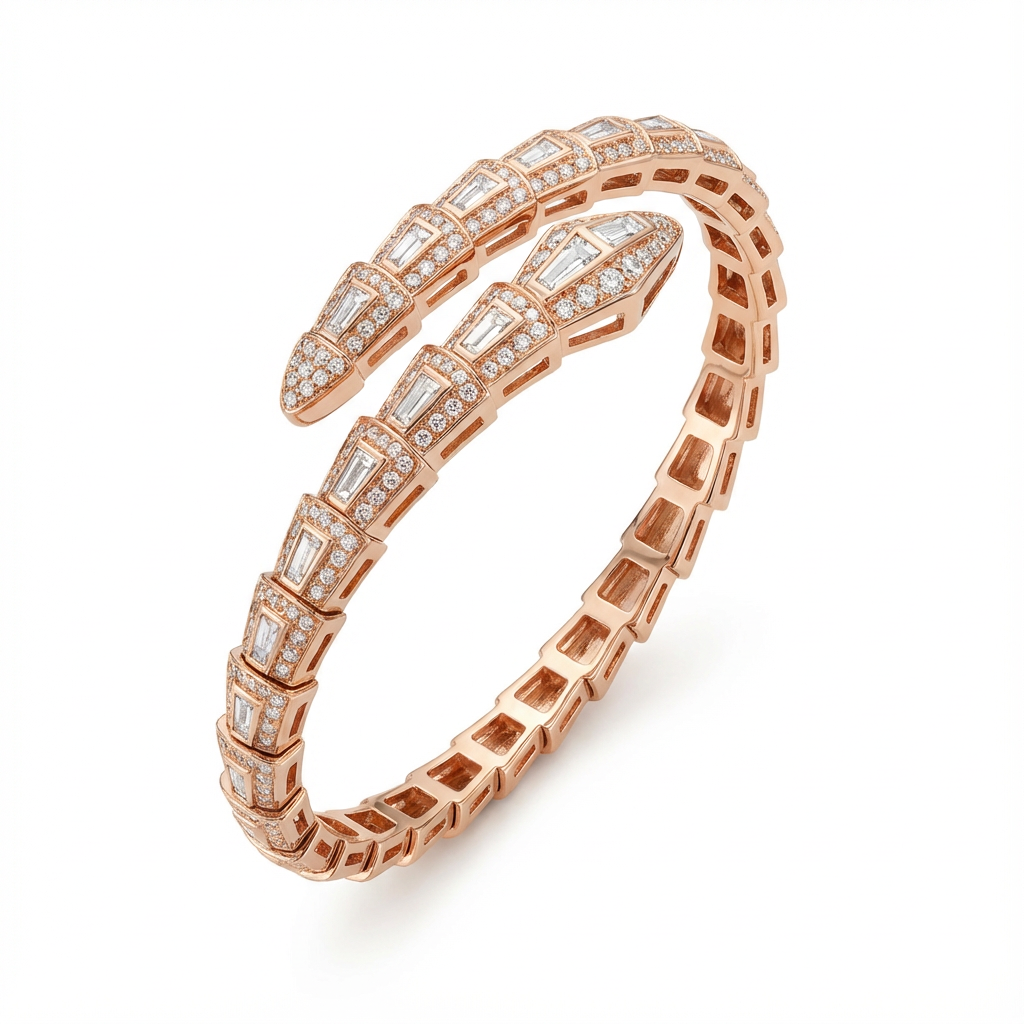 925 sterling silver Serpent Glow Cuff with sinuous curves, bold statement bracelet, limited edition
