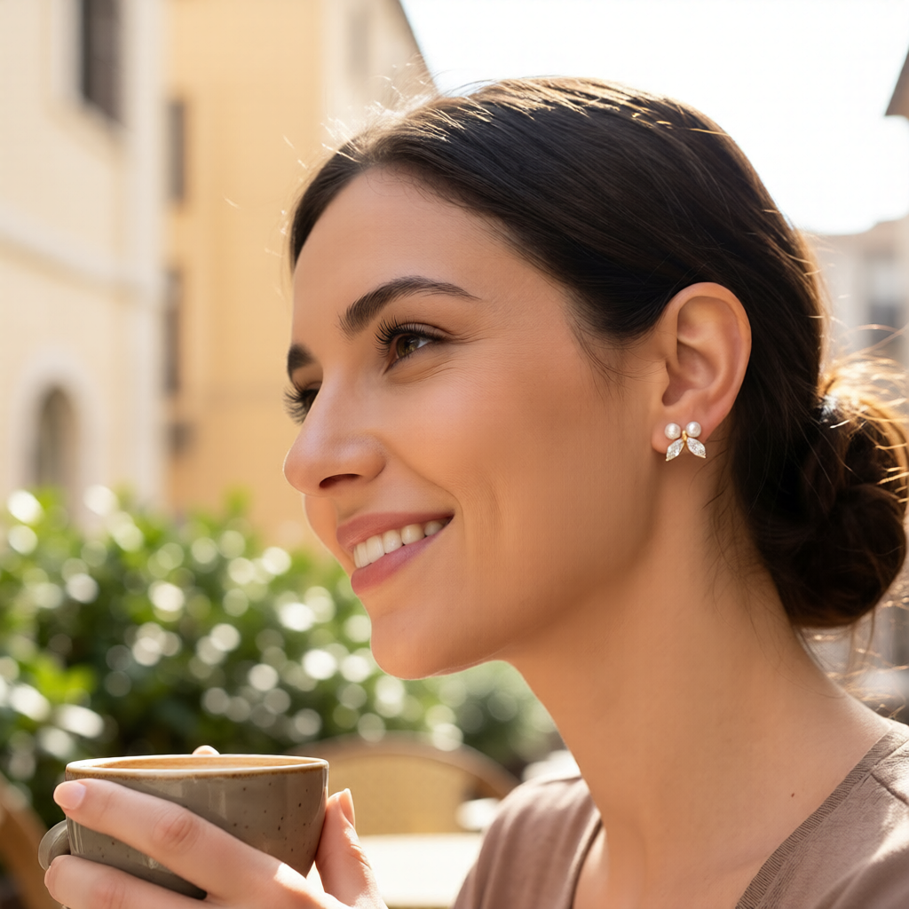 Quadra Bloom Earrings or Floral Halo Studs