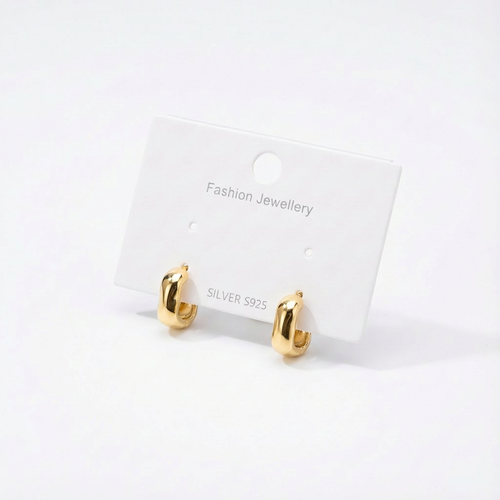 Gold-edge 925 sterling silver Aurum Form Hoops, sleek geometric design, limited edition