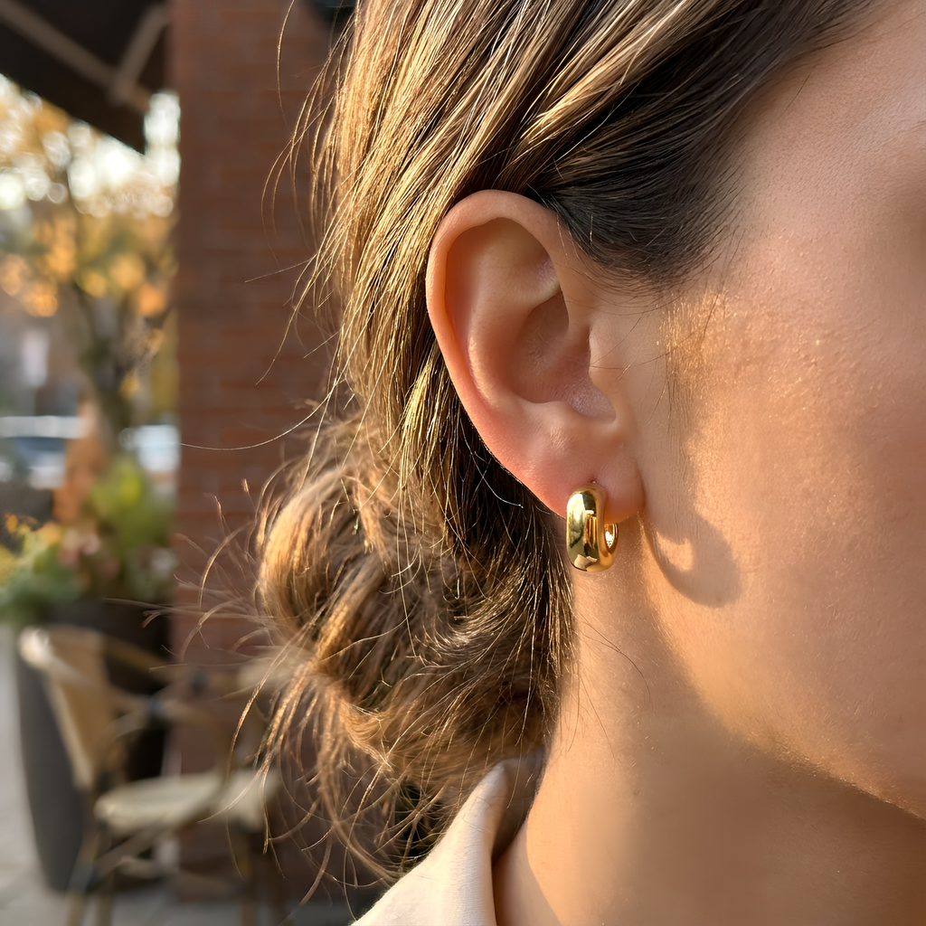 Aurum Form Earrings or Golden Edge Hoops